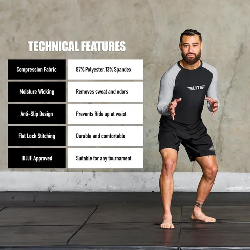 Vista 12 de Elite Sports MMA, BJJJ, No-Gi, protección de entrenamiento de manga corta