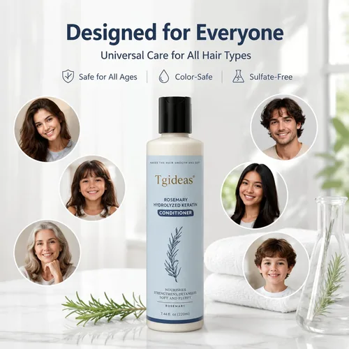 Vista 9 de Tgideas Acondicionador capilar de romero para mujeres y hombres, acondicionador desenredante e hidratante con infusión de queratina hidrolizada