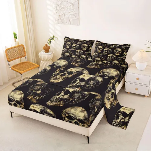Vista 12 de Feelyou Cat Bed Sheets Set Twin Size Halloween Themed Bed Set Trick or Treat Deep Pocket Fitted Sheet Scaredy Cat Breathable Soft Lightweight