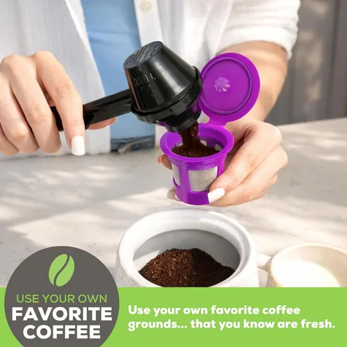 Vista 2 de Perfect Pod 1-Stream Cafe Save - Filtros de café reutilizables para cápsulas K Cup – Cápsulas de café recargables con filtro de malla integrado