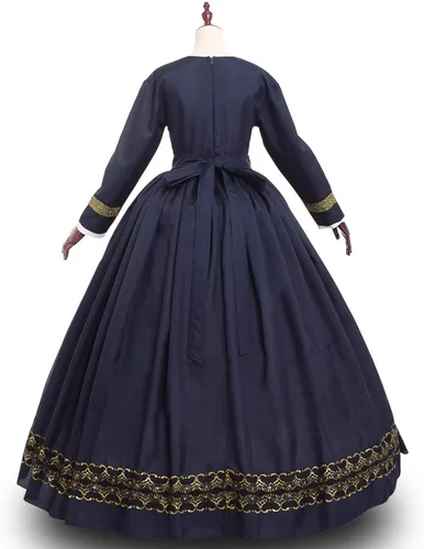Vista 5 de Vestido victoriano de los años 1860 con enagua para mujer vestido de guerra civil disfraz vintage
