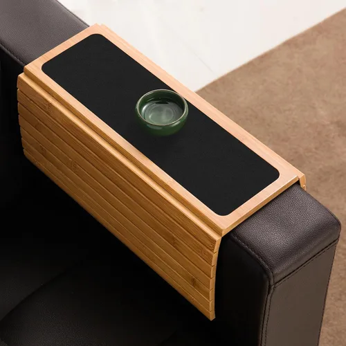 Vista 8 de GEHE Bandeja para Brazo de Sofá, Bandeja Flexible/Desplegable para Reposabrazos de Sofá, Soporte de Tazas para Brazo de Sofá, Ideal para Bebidas