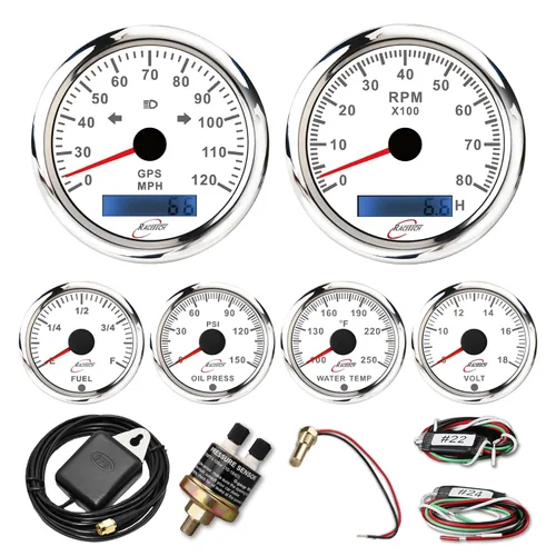 Vista 11 de RACETECH Juego de instrumentos de calibre 6 120 MPH 8000 RPM - esfera negra Negro