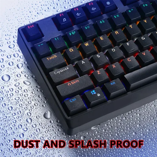 Vista 4 de Combo de teclado mecánico y mouse, teclado con cable RGB retroiluminado de 104 teclas para juegos y mouse con cable de 7 botones 4800 DPI para PC