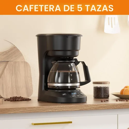 Vista 6 de Electactic Cafetera programable de goteo para 5 tazas, una máquina de café compacta con reloj digital y temporizador programable de 24 horas