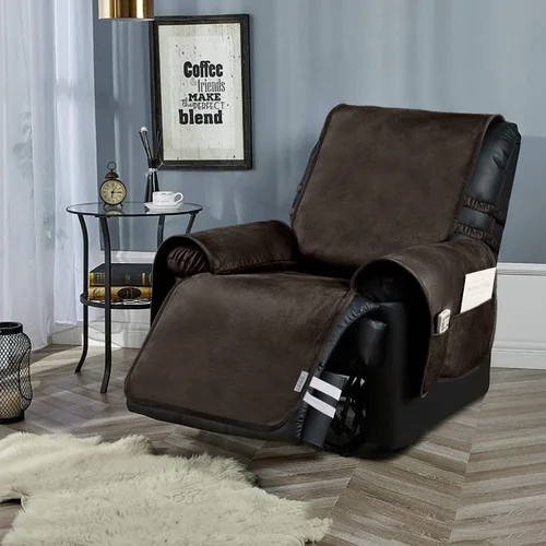Vista 8 de STONECREST - Funda para silla reclinable, funda de piel sintética, se mantiene en su lugar (negro 2, sillón reclinable regular de 23 pulgadas)