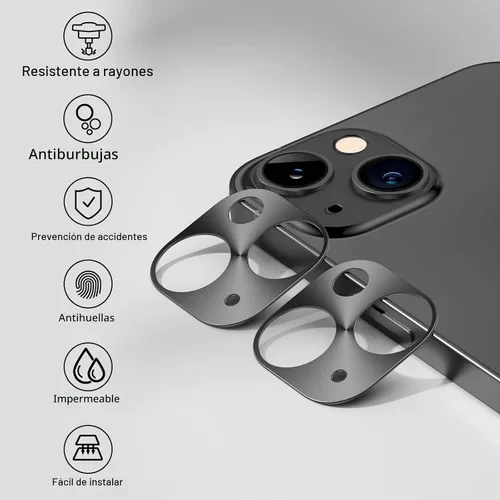 Vista 2 de Protector de lente de cámara para iPhone, [2 unidades] Funda protectora de aleación de aluminio premium para lente de cámara trasera