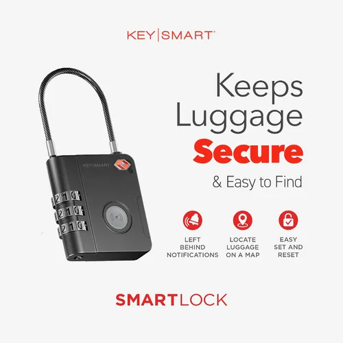 Vista 3 de KeySmart SmartLock - Cerraduras de equipaje de rastreo TSA para equipaje, rastreador GPS, bloqueo de combinación compatible con Apple Find My App