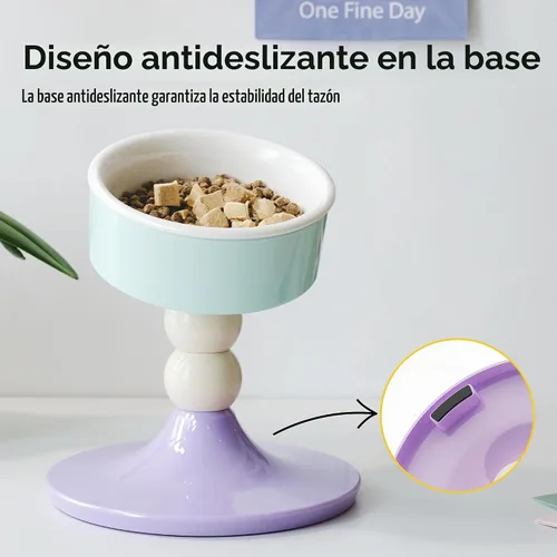 Vista 6 de Cuencos elevados de cerámica para gatos, 3 alturas ajustables, soporte elevado para gatos de interior y perros pequeños, platos inclinados