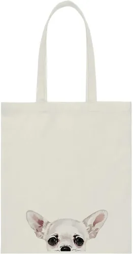 Vista 35 de WIRESTER Bolsa de lona para mujeres y niñas, bolsa de playa, comestibles y viajes, lindo perro