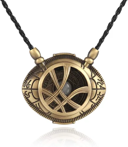 Vista 2 de HUAWELL 2 Piece Dr Cosplay Costume Strange Necklace Eye of Agamotto Costume Prop Stone Pendant Glow in The Dark
