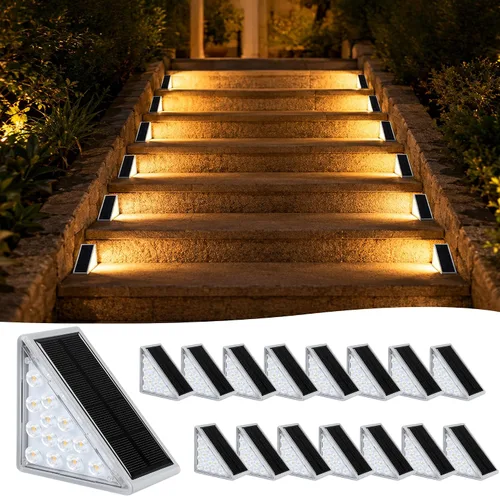Vista 7 de AUDLES Luces LED Solares para Escalones Impermeables Luces para Escaleras Exteriores, Luz Solar para Terraza Decoración Exterior IP67 Luz de Blanco