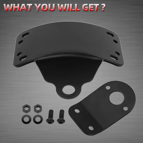 Vista 7 de Amazicha Soporte de placa de matrícula de montaje lateral curvado con agujero de eje de 3/4 pulgadas compatible con Harley Touring Sporster Bobber