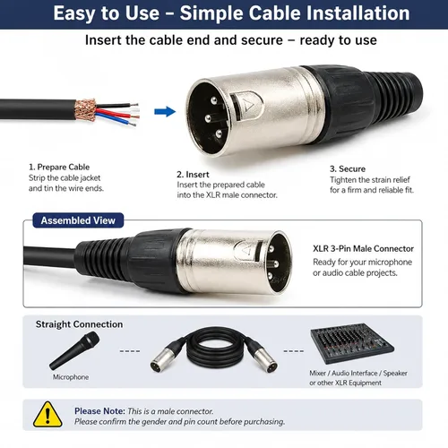 Vista 5 de 3-Pin XLR Male Connectors for Microphone Cables (2)
