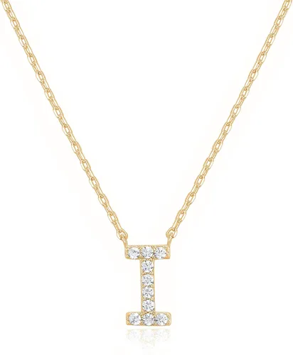 Vista 159 de PAVOI 14K White Gold Plated Cubic Zirconia Initial Necklace Letter Dainty Necklaces for Women