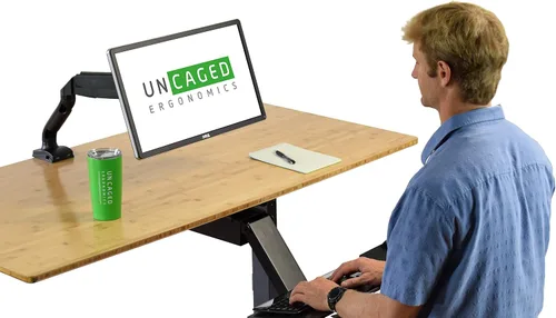 Vista 2 de Brazo de monitor de computadora individual con 2 puertos USB altura ajustable soporte universal LCD soporte sentado de pie escritorio accesorio