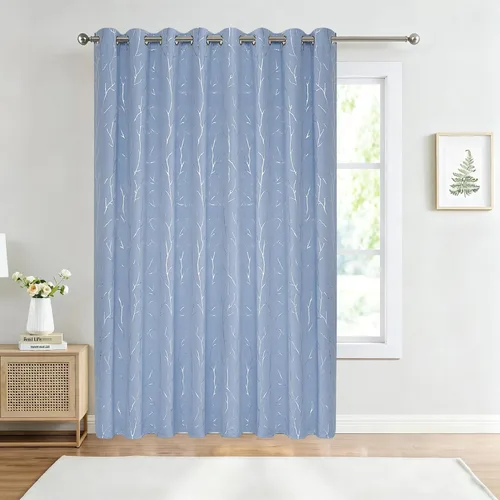 Vista 62 de BUHUA Cortinas pequeñas para ventana de 36 pulgadas de largo, 2 paneles, cortinas opacas con elegantes ramas de árbol plateadas, cortinas de bloqueo