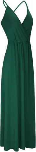 Vista 4 de II ININ - Vestido casual para mujer veraniego con cuello en V profundo estampado floral o color liso vestido largo con abertura para fiesta