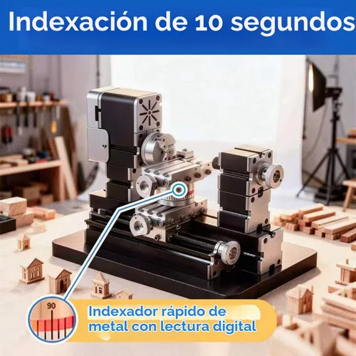 Vista 7 de Mini torno de metal de 60 W, 12,000 RPM, herramienta de 4 ejes para plástico acrílico de madera de metal suave, micro torno de precisión