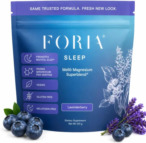 Vista 10 de Foria Mellö Suplemento de magnesio Superblend Powder – Glicinato de magnesio con L-teanina, GABA y minerales traza – Apoya el sueño y la relajación