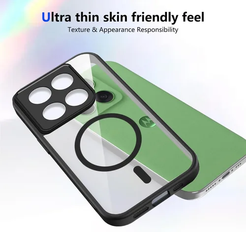 Vista 168 de Funda magnética transparente compatible con Xiaomi 17T, color negro 2 en 1 PC + TPU cubierta de teléfono a prueba de golpes, carcasa protectora