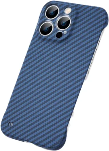 Vista 10 de IVY Cubierta sin marco de textura de fibra de carbono para iPhone 14 Pro Max Funda de fibra de carbono - Negro