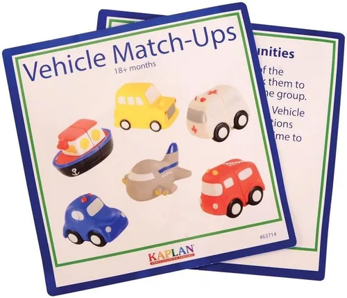 Vista 4 de Kaplan Early Learning - Juego de 6 vehículos de 2 secciones para reforzar el reconocimiento