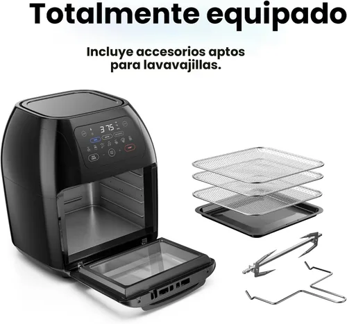 Vista 8 de CHEFMAN Freidora de aire digital multifuncional+ asador, deshidratador, horno de convección, 17 ajustes preestablecidos de pantalla táctil