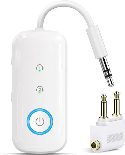 Vista 11 de Transmisor Receptor Bluetooth 5.4 Premium Pro, adaptador de audio de avión, transmisor inalámbrico para TV/vuelo de viaje, aerolínea, gimnasio. Negro