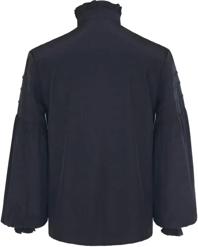 Vista 2 de Crubelon Camisa pirata renacentista gótica victoriana para hombre Negro
