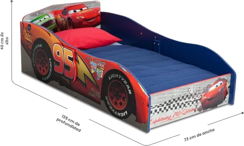 Vista 3 de Delta Children - Cama interactiva de madera para niños pequeños, modelo Cars de Disney/Pixar