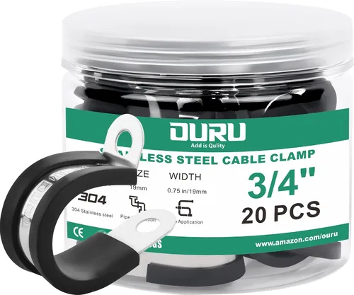 Vista 9 de OURU 10 abrazaderas de cable aisladas acolchadas de acero inoxidable y revestimiento de goma de 1-3/4 pulgadas, abrazaderas de cable y tubería