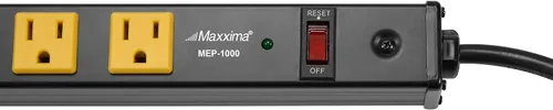 Vista 7 de Maxxima Regleta de alimentación resistente de 10 salidas con puertos USB, cable de extensión de 6 pies Surge Protected, 15A, Red On/Off Switch