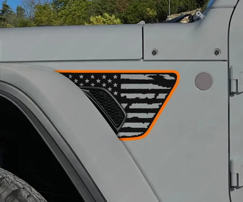 Vista 13 de Calcomanías de ventilación de guardabarros desgastadas compatibles con Jeep Wrangler Gladiator Rubicon JL JT 2018-2026 (2 colores negro mate/4 azul)
