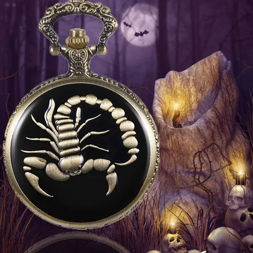Vista 9 de Whodoit Mens Quartz Pocket Watch Green Eyes Round Case Shape Pendant Necklace Pocket Watch