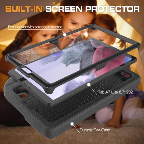 Vista 4 de Funda para niños para tablet Samsung Galaxy Tab A7 Lite de 8.7", protector de pantalla integrado, funda protectora con mango y soporte a prueba