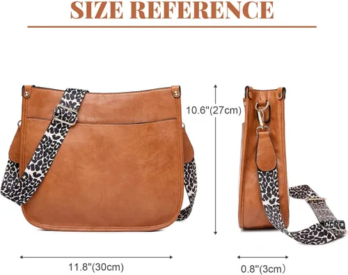 Vista 2 de Freie Liebe Bolsos cruzados grandes para mujer con 3 correas de cuero vegano, bolsos cruzados de hombro