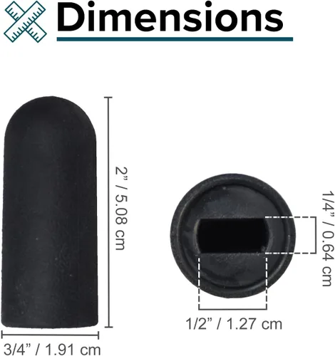 Vista 3 de AlveyTech Puntas de goma negras para cerraduras de ruedas planas estilo Invacare de 1/2" (juego de 2)