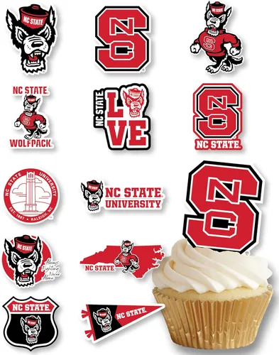 Vista 10 de Decoraciones para cupcakes de la Universidad de Alabama, suministros para fiestas de fútbol americano, cumpleaños, graduación (24 piezas)