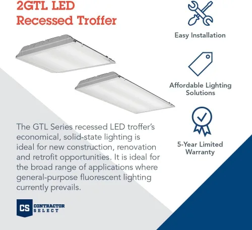Vista 2 de Lithonia Lighting Luz LED Troffer con lente de 2 x 2, luz LED empotrada de techo con lente prismática para techos de rejilla, 120 voltios, 4000 K