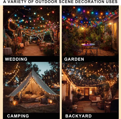 Vista 5 de Dazzle Bright Luces de Navidad que cambian de color, 66 pies, 200 LED, blanco cálido y multicolor, impermeable, con control remoto, 11 modos