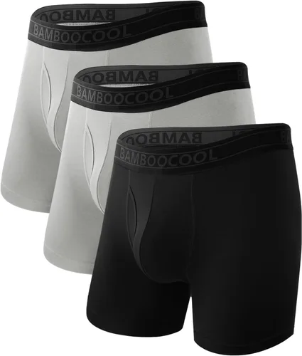 Vista 8 de BAMBOO COOL Calzoncillos tipo bóxer transpirables para hombre con bragueta que absorbe la humedad, ropa interior ligera, paquete de 7