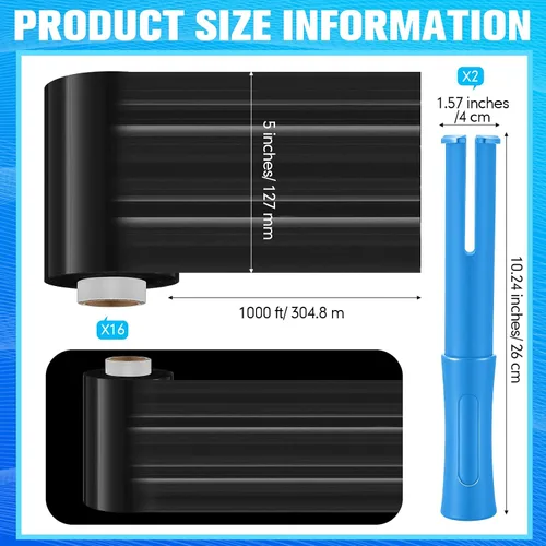 Vista 2 de Jutom 16 piezas de mini película elástica industrial, rollo retráctil de plástico para mover 2 asas de 5 pulgadas x 1000 pies, embalaje Negro