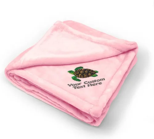 Vista 8 de Fastasticdeals Mantas de bebé bordadas personalizadas para niños y niñas, tortuga marina A
