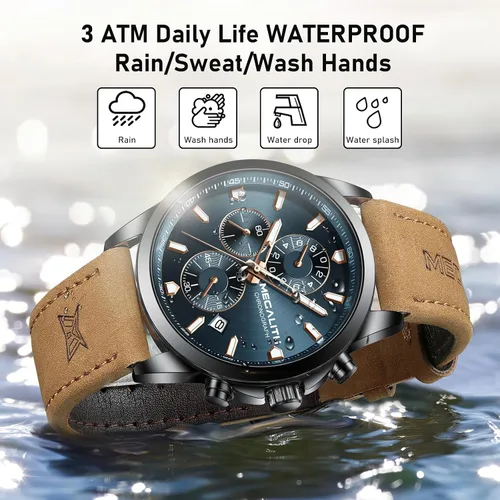 Vista 7 de MEGALITH Wrist Watches for Men Luxury Dress Silver Stainless Steel Chronograph Watch Waterproof - Gift for Husband Father at Birthday Anniversary