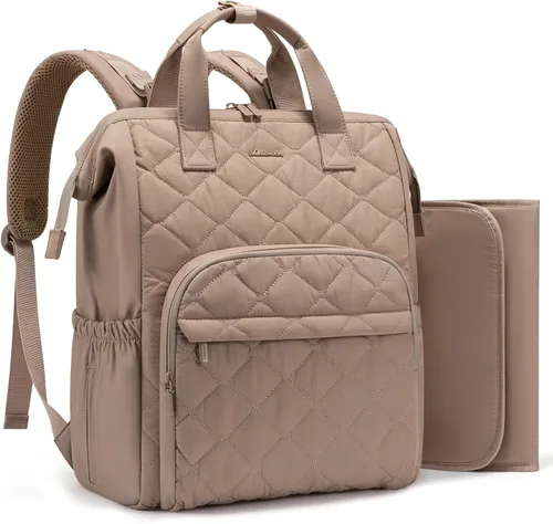 Vista 15 de LOVEVOOK Mochila pequeña para pañales, mini bolsa de bebé para niña o niño con cambiador, mochila para pañales para mamá y papá con hebillas