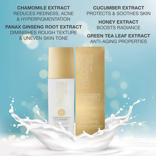 Vista 3 de bellapierre Precious Purifying Milky Cleanser Fórmula totalmente natural con polvo de oro de 24 quilates, vitaminas nutritivas, aceites