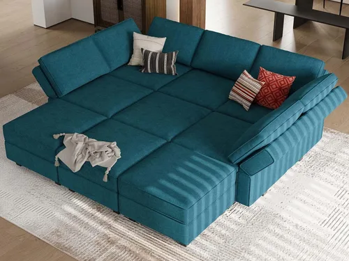 Vista 6 de Belffin Sofá Cama Seccional Modular con Otomán de Almacenamiento Sofás Seccionales Convertibles para Sala de Estar Terry Chaise Reversible. Sofá