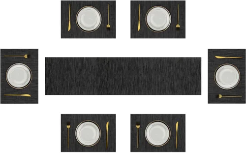 Vista 13 de SHACOS Beige Woven Placemats Set of 4 Place Mats Indoor Outdoor