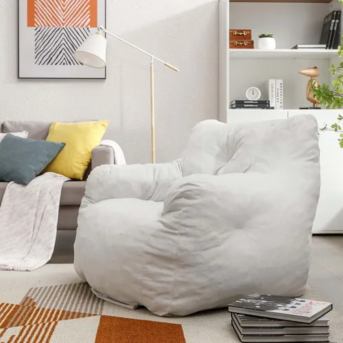 Vista 4 de Antetek Sillas puff para adultos y niños, moderna silla decorativa de tela de terciopelo ultra suave para sala de estar, dormitorio, apartamento